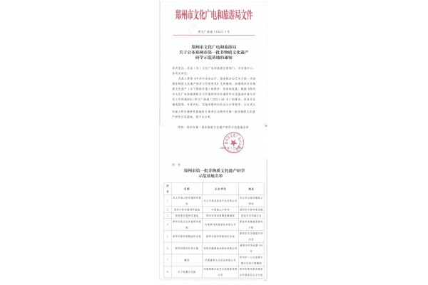 2023年1月12日-郑州市文化广电和旅游局授予天下收藏文化街 “郑州市非物质文